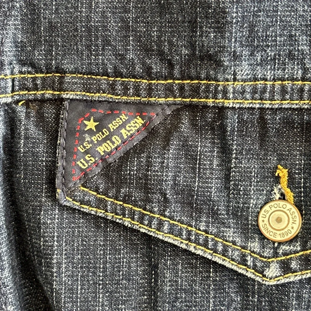 Vtg U.S. Polo Assn. XXL Denim Jacket‎ Embroidered Logo Classic Blue Jean Trucker